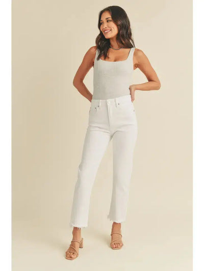 White Straight Leg Jeans-Bottoms, Clothing, Denim, Hem Bust, jeans, Max Retail, Straight, white denim, white jeans, Women's-0/24-[option4]-[option5]-[option6]-Bella Bliss Boutique in Texas