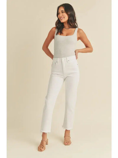 White Straight Leg Jeans-Bottoms,clothing,denim,Jeans,Pants,Sale,Straight Jeans,Straight Leg,White,White Denim,White Jeans,Women,women's-[option4]-[option5]-[option6]-Bella Bliss Boutique in Texas