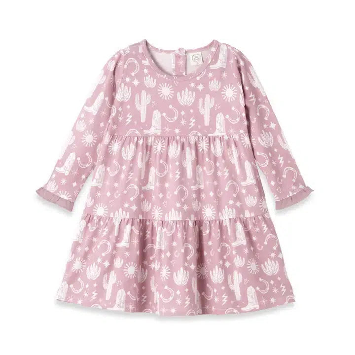 Wild West Bamboo Tiered Dress-Bamboo, Children & Tweens, children's, clothing, dress, dresses, Infant to 6, Pink, Ruffle Detail, Tiered, Wild West-2T-[option4]-[option5]-[option6]-Bella Bliss Boutique in Texas