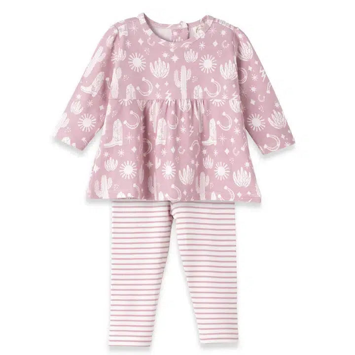 Wild West Pink Bamboo Set-Bottoms, Children & Tweens, children's, clothing, Infant to 6, Legging sets, Leggings, Outfit, Pink, Top, Tops, Wild West-3/6M-[option4]-[option5]-[option6]-Bella Bliss Boutique in Texas