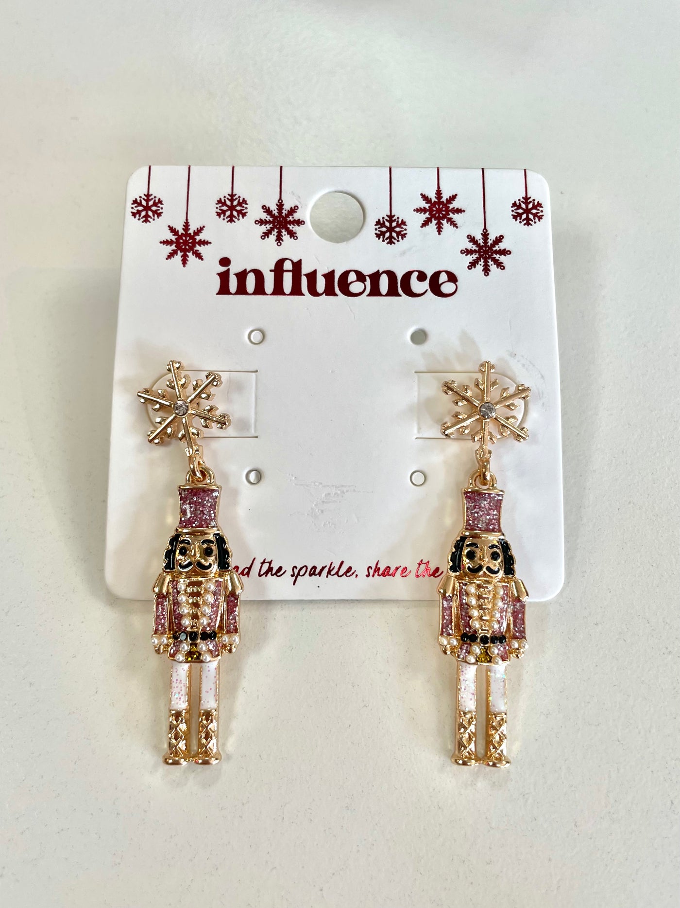 Winter Nutcracker Earrings-Christmas Earrings,Dangle Earrings,Earrings,gold,holiday,Jewelry,Nutcracker,Pink,Post Earrings,Women,women's-[option4]-[option5]-[option6]-Bella Bliss Boutique in Texas