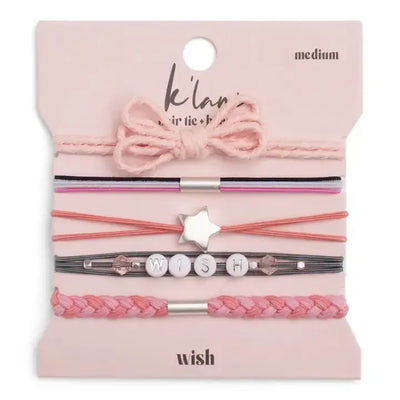 Wish Hair Tie Bracelets-Accessories,Bracelet,Bracelets,children's Accessories,Grey,Hair Accessories,Hair Tie Bracelets,Hair Ties,Jewelry,Pink,Pink Bow,Pink Crystals,Silver Star Charm,Stretch Bracelet,Tween Accessories,Wish-S-[option4]-[option5]-[option6]-Bella Bliss Boutique in Texas