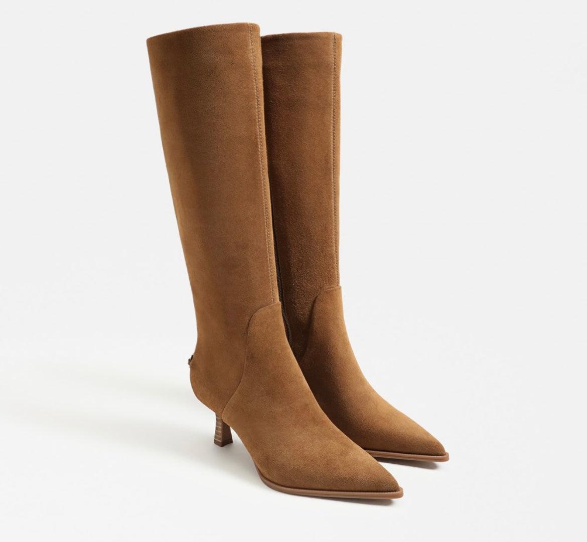 Yulila Knee High Suede Boot-boots,Kitten Heel,Knee High Boot,Pointed Toe,Shoes,Spiced Nutmeg,Spiced Nutmeg Suede,Suede,Women,women's,Yulia,Zipper Closure-[option4]-[option5]-[option6]-Bella Bliss Boutique in Texas