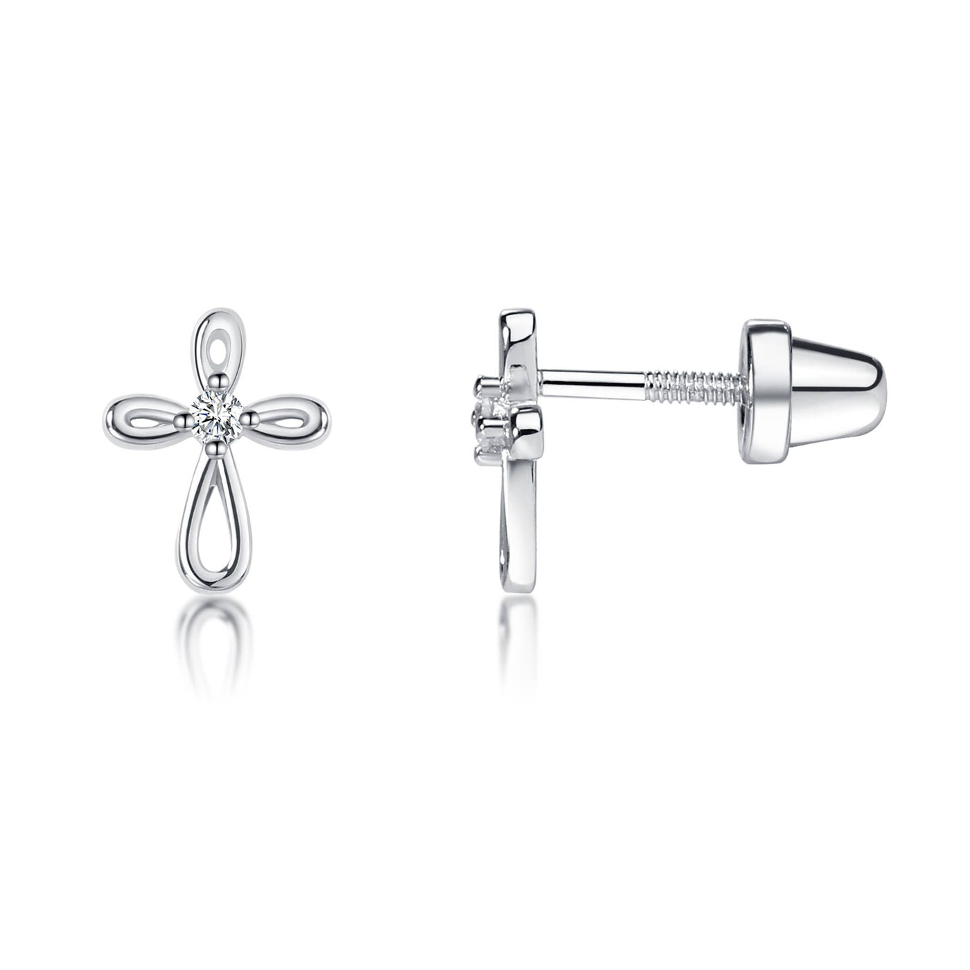 Silver Infinity Cross Earrings